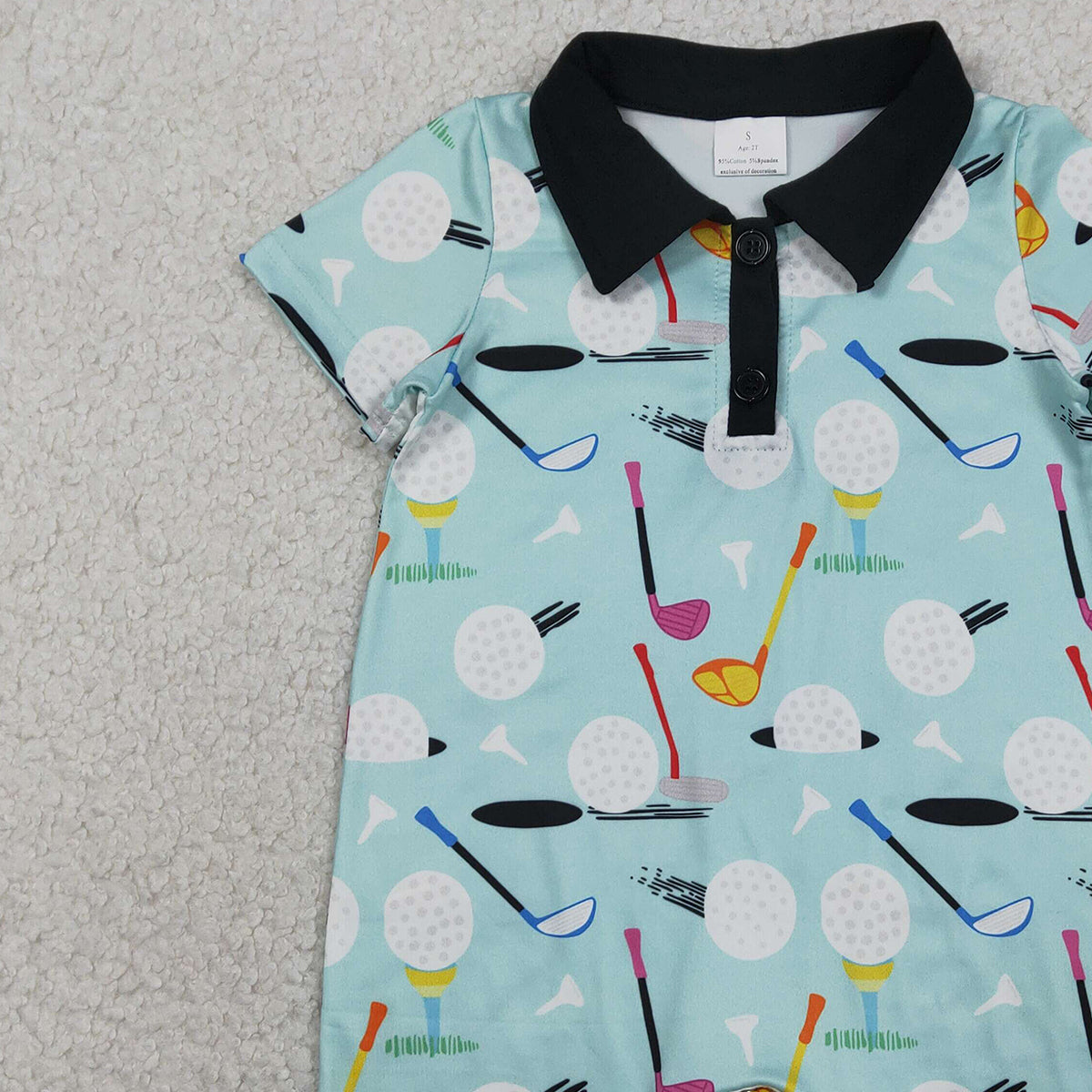 2.3 RTS NO MOQ （In stock）BLP1408 Baby Boys Short Sleeves Golf Button Rompers