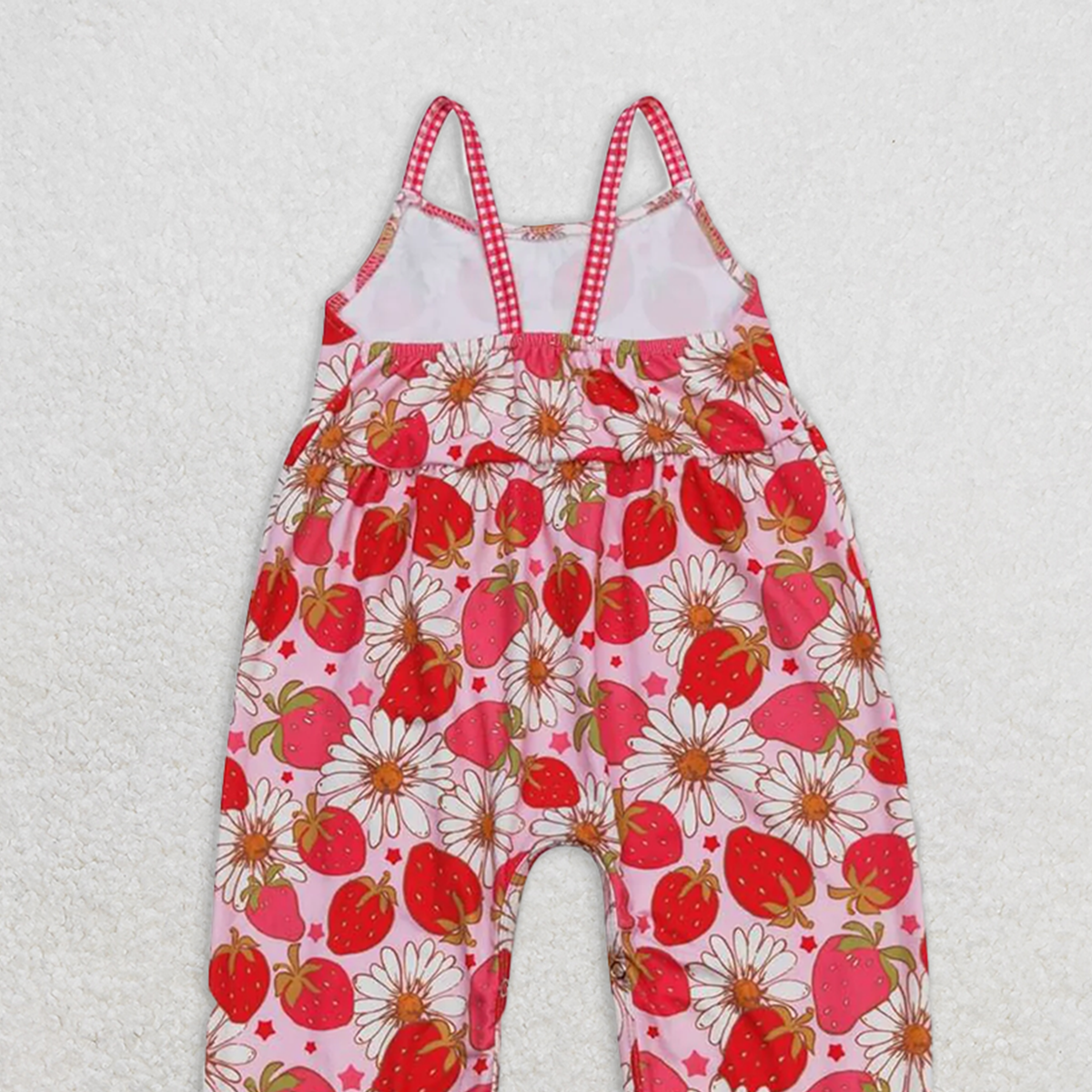 SR0887 RTS NO MOQ Baby Girls Summer Rompers Strawberry Flower Sleeveless Jumpsuit