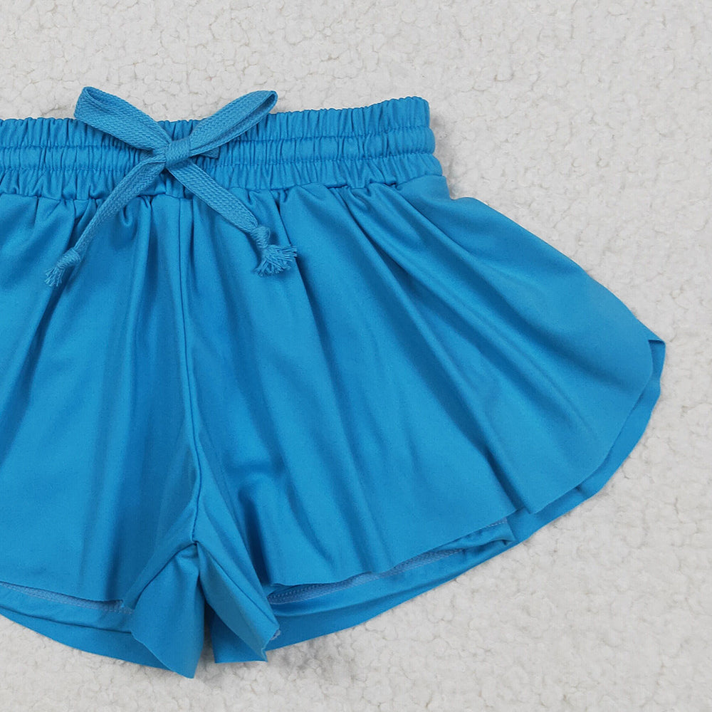 8.11  SS0549 RTS NO MOQ Baby Girls Summer Yoga Shorts Baby Girls Blue Yoga Skort Shorts Bottoms