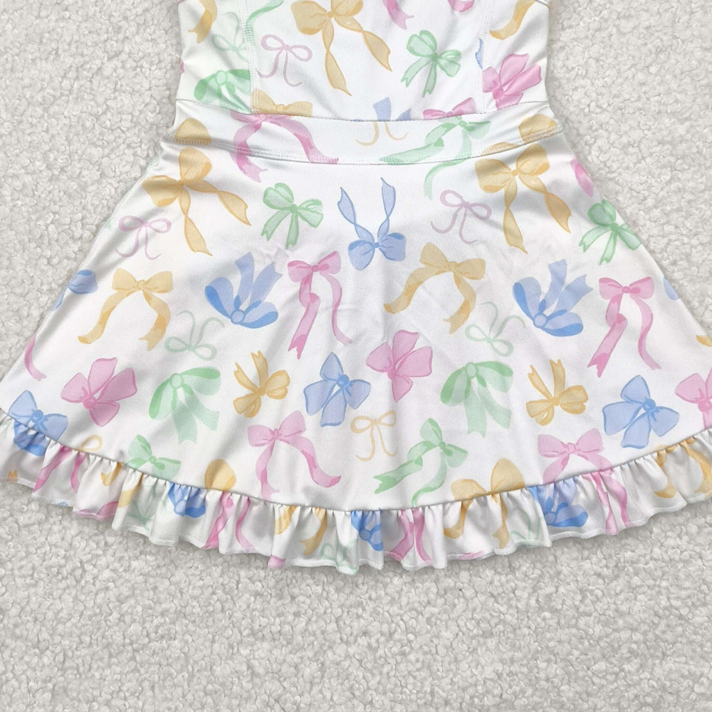 4.09 GSD2289 RTS NO MOQ Baby Girls Summer Dress Baby Girls Active Wear Colorful Bow Yoga Dress