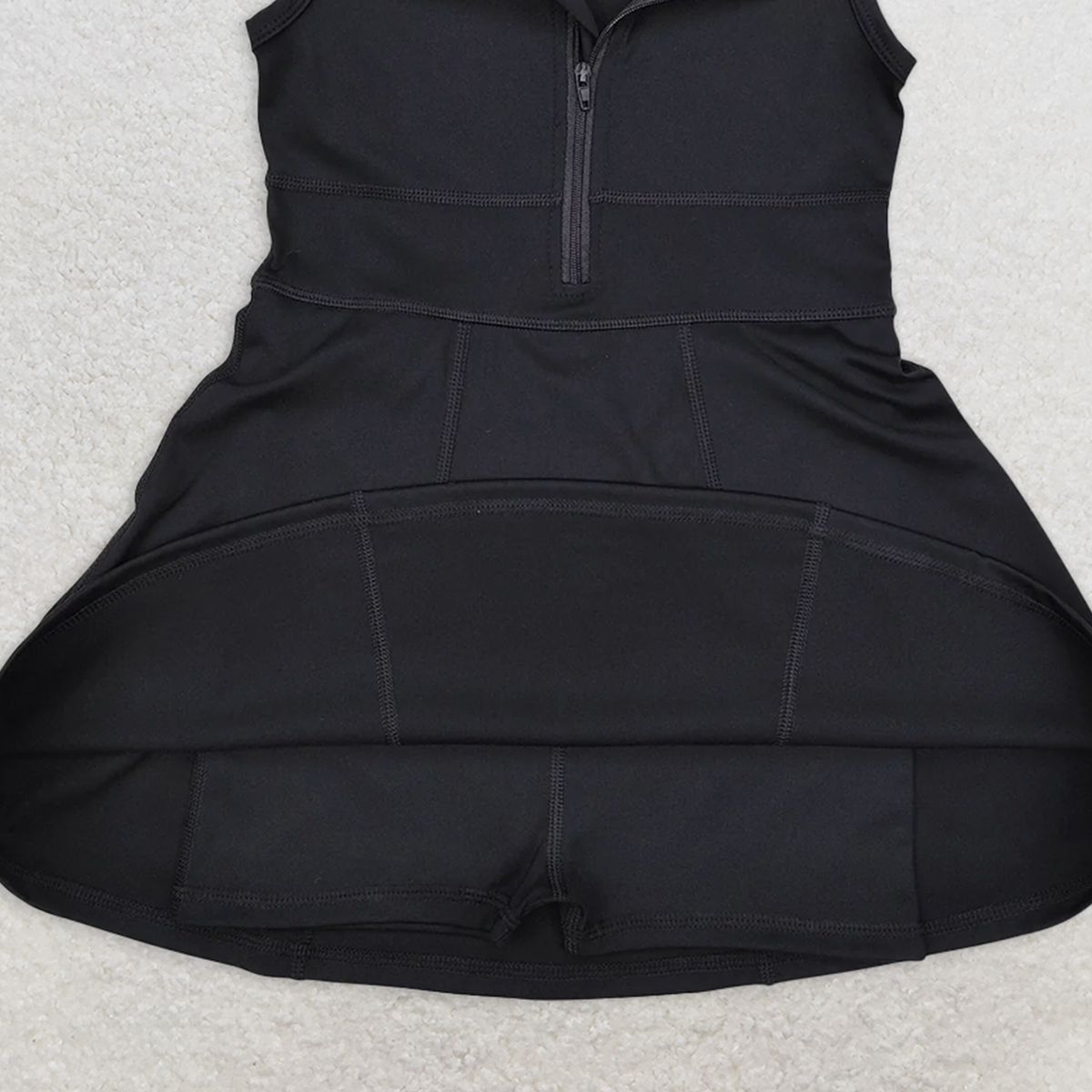 GSD1428 RTS NO MOQ Baby Girls Summer Yoga Dress Black sleeveless zipper athletic dress with shorts