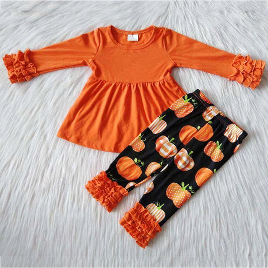 6 A21-12 girl pumpkin winter long sleeve set-promotion