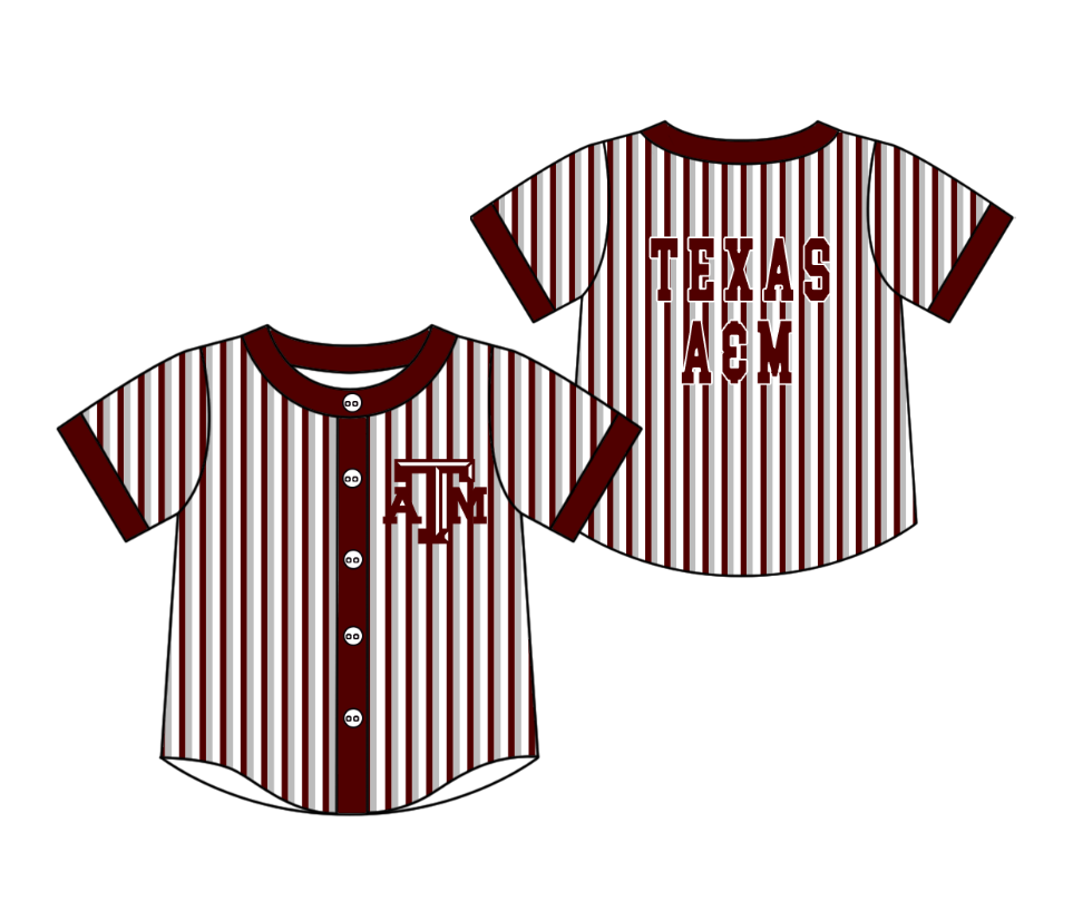 CUSTOM MOQ 5 Cute Kids Clothing Baby Kids Red Gray Stripe Short Sleeve Team T-shirts Top