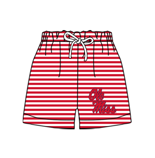 CUSTOM MOQ 5 Cute Comfortable Clothing For Kids Baby Kids Summer Bright Red Stripe Bottom Team Shorts