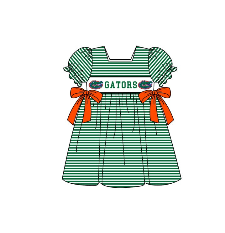 CUSTOM MOQ 5 Sibling Baby Kids Green Stripe Top Ruffles Shorts Clothes Set Knee Length Dress Rompers