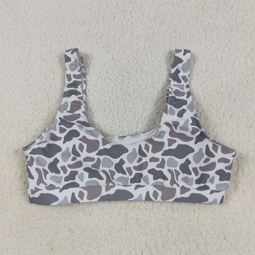 8.14 USA Shop (in stock)S0556RTS Adult Women's Swimsuit Adult Women Light Grey Camo Bra Swim Top