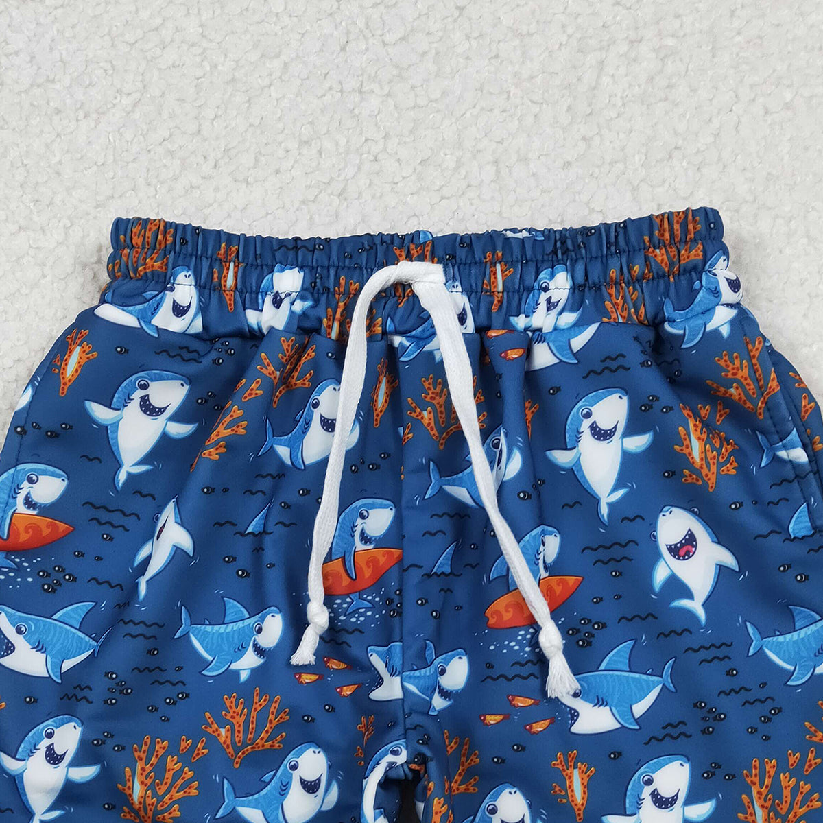 12.23 RTS NO MOQ （In stock）S0588 Baby Boys Summer Shorts Baby Boys Sea World Sharks Swimming Trunks Bottom