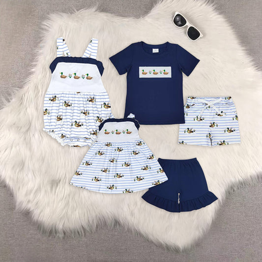 8.16 RTS Sibling Short sleeves duck top stripe shorts kids boys clothing rompers