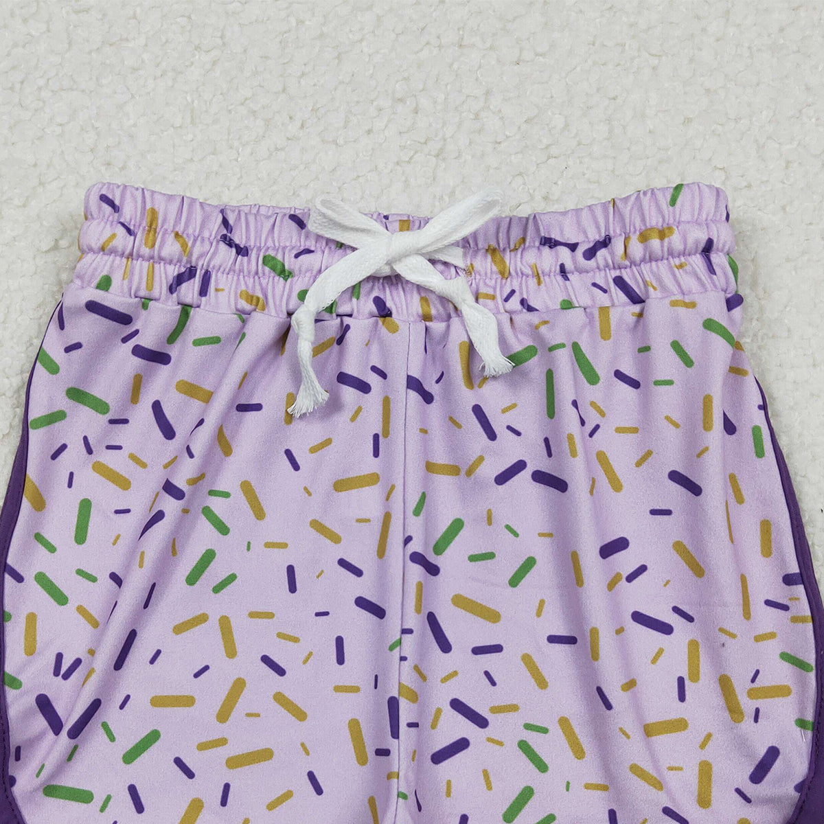 10.28 RTS NO MOQ （In stock）SS0656 Baby Girls Mardigras Sprinkles Team Shorts Bottom