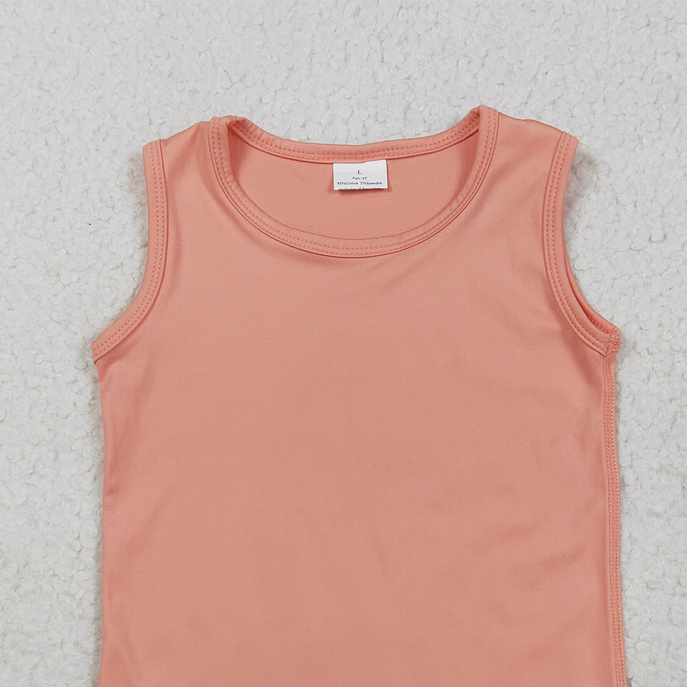6.25 GT0984 RTS NO MOQ Baby Girls Summer Yoga Tops  Baby Girls Peach Sleeveless Vests Top