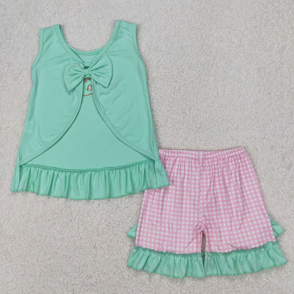 4.08 GSSO1983 RTS NO MOQSleeveless starfish shell castle top shorts girls summer clothes