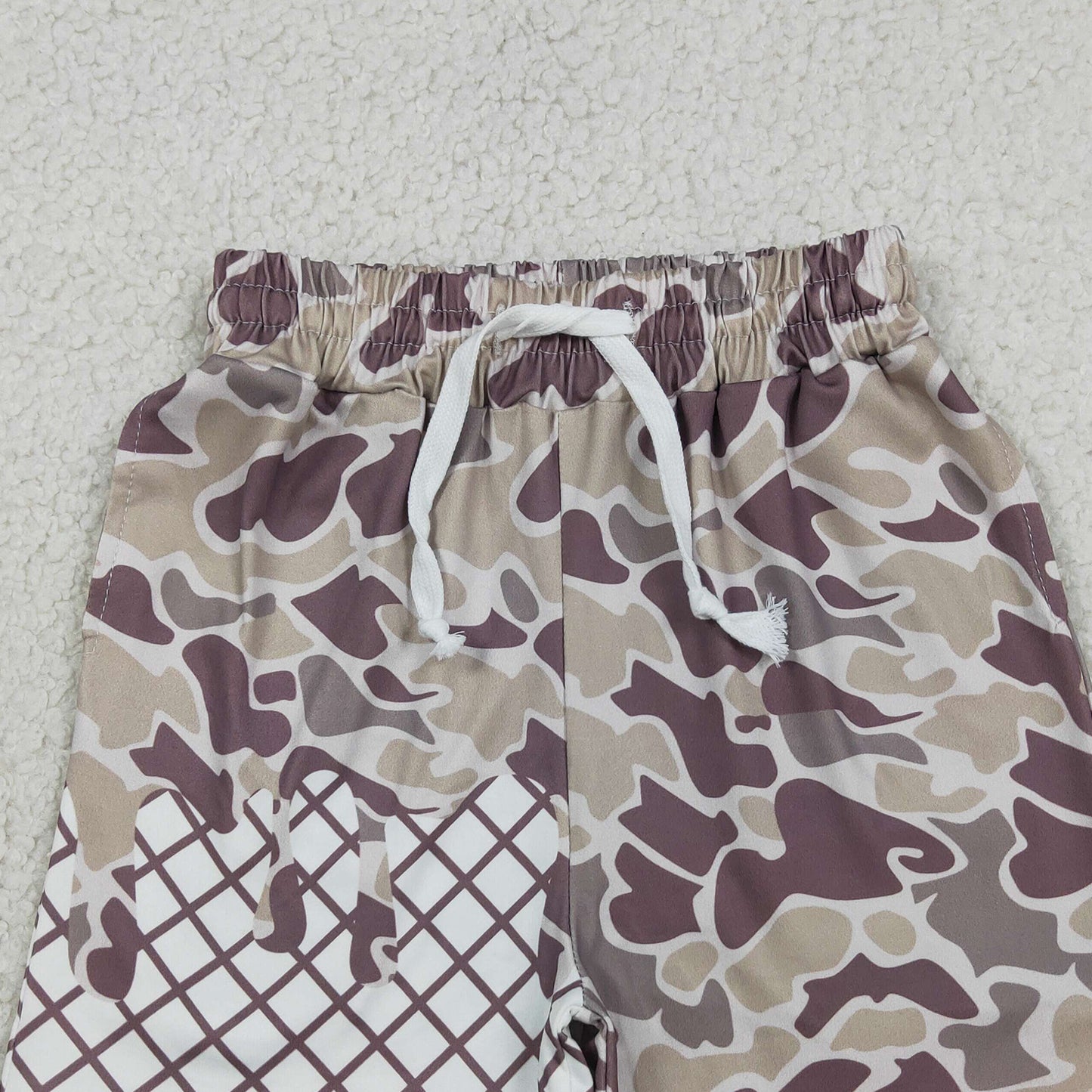 SS0648 RTS NO MOQ （In stock）Baby Boys Dark Grey Camo Drip Team Shorts Bottom
