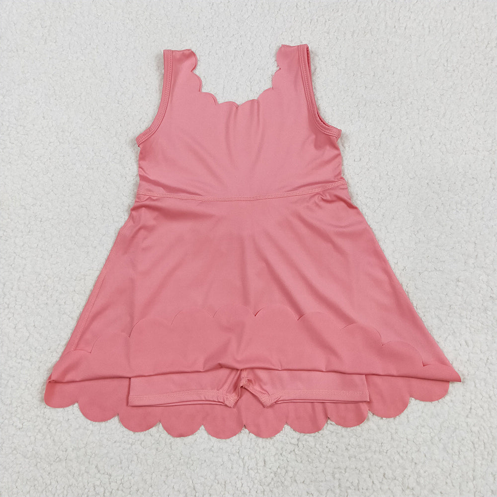 7.03 GSD2371RTS NO MOQ Baby Girls Summer Yoga Dress  Baby Girls Pink Sleeveless Yoga Knee Length Dresses