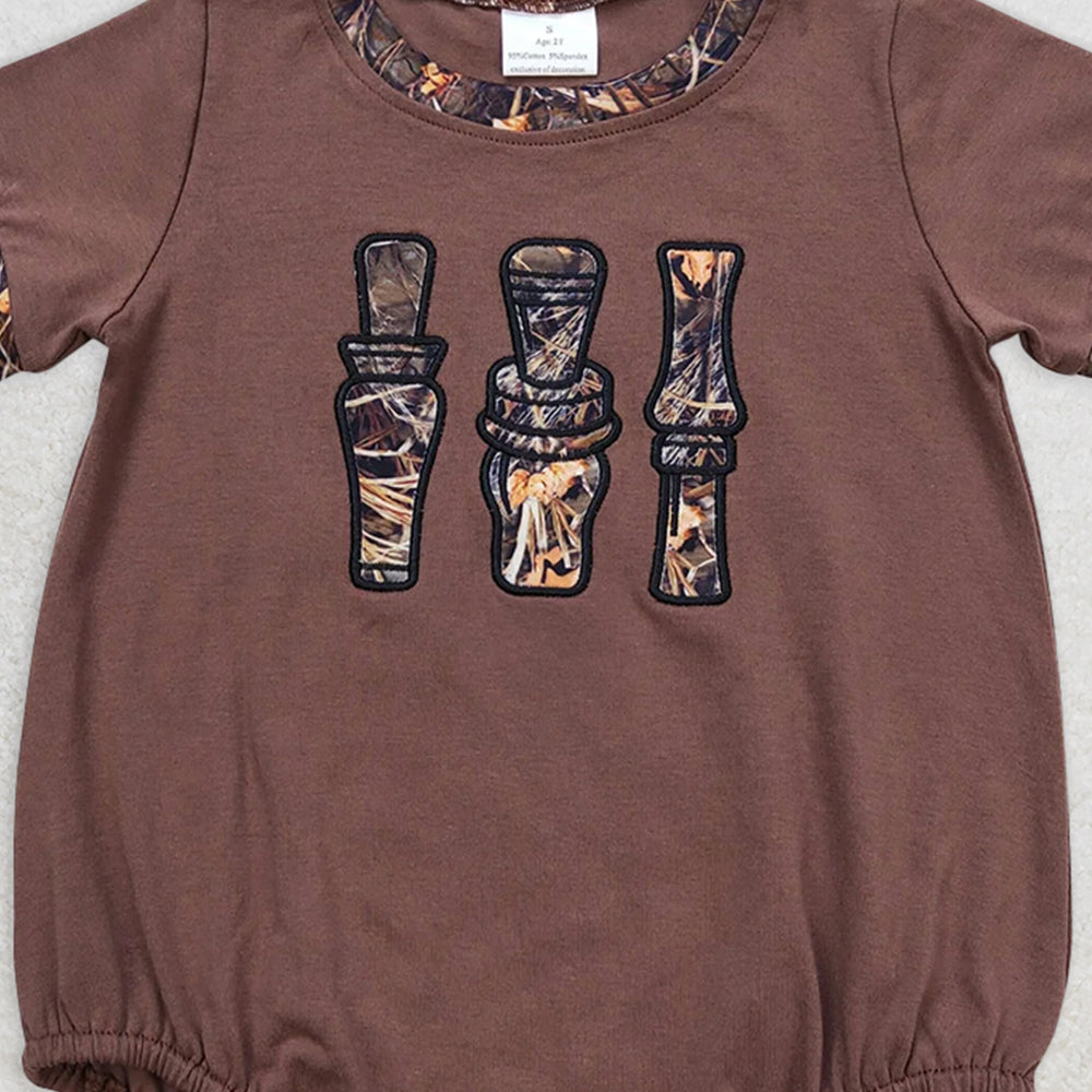 SR1402RTS NO MOQ Baby Boys Summer Rompers  Baby Boys Brown Camo Duck Call Rompers Sibling Brother Clothes Sets