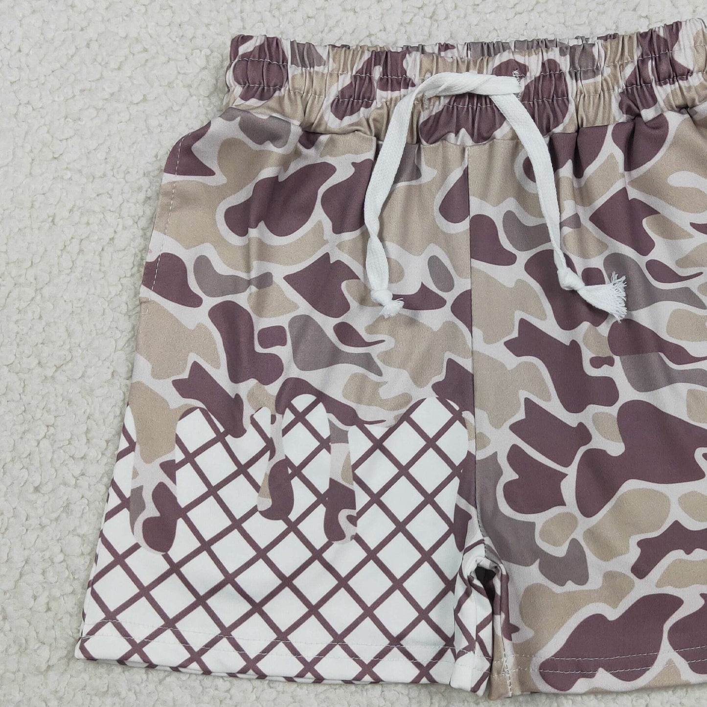SS0648 RTS NO MOQ （In stock）Baby Boys Dark Grey Camo Drip Team Shorts Bottom
