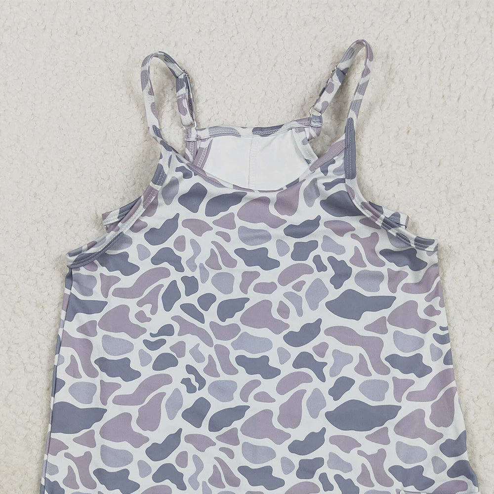 USA Shop (in stock)GSD2723 Baby Girls Winter Dress Baby Girls Strap Light Gray Camo Shorts Inside Pockets Yoga Dresses