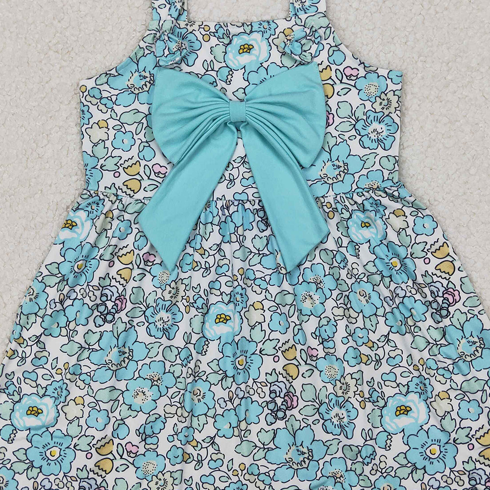 4.07 GSD2106 RTS NO MOQ Baby Girls Summer Dress Floral straps bow kids girls spring summer dresses