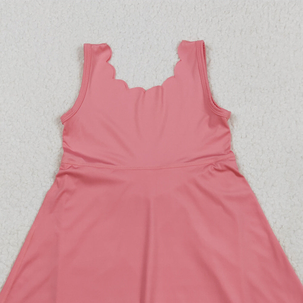 7.03 GSD2371RTS NO MOQ Baby Girls Summer Yoga Dress  Baby Girls Pink Sleeveless Yoga Knee Length Dresses