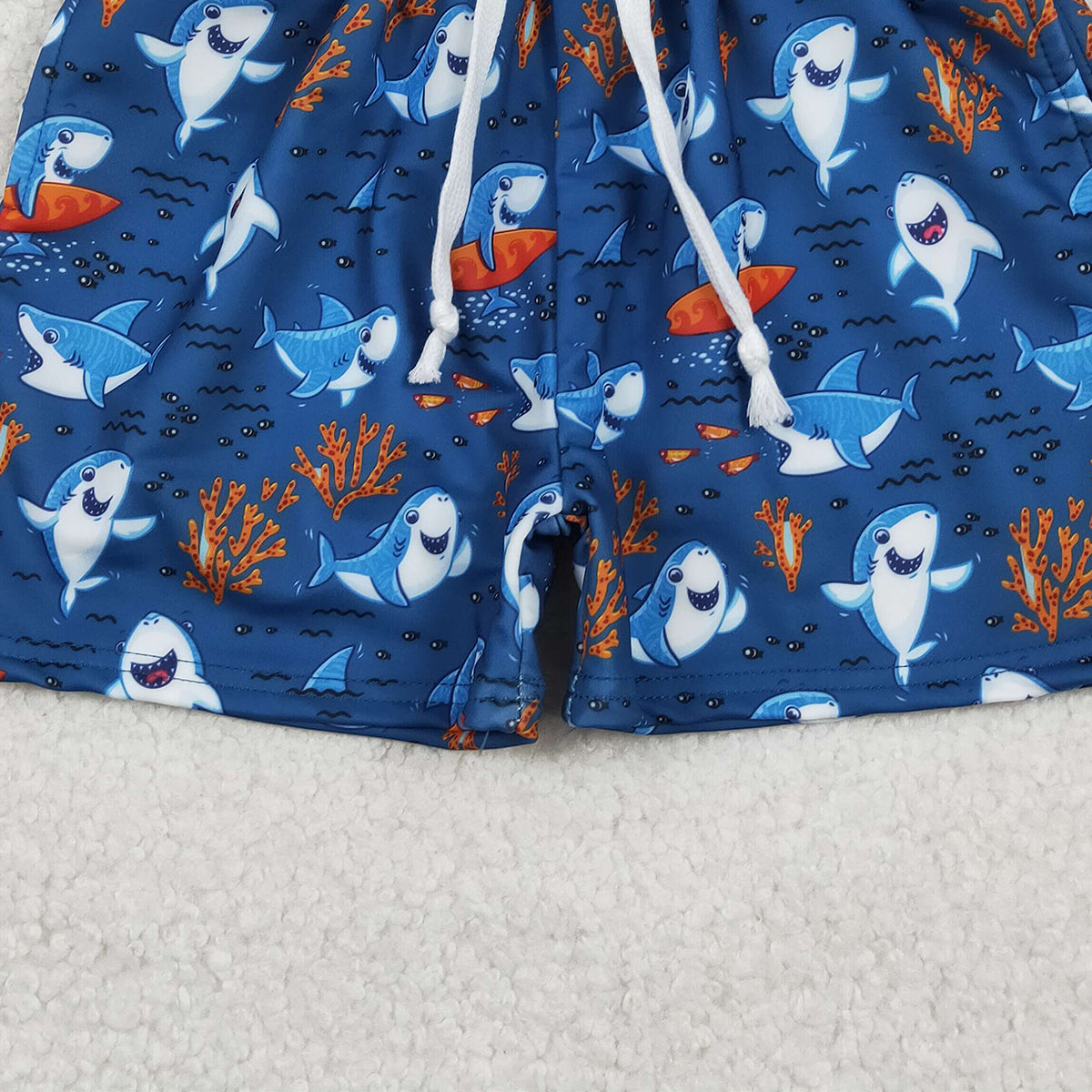12.23 RTS NO MOQ （In stock）S0588 Baby Boys Summer Shorts Baby Boys Sea World Sharks Swimming Trunks Bottom
