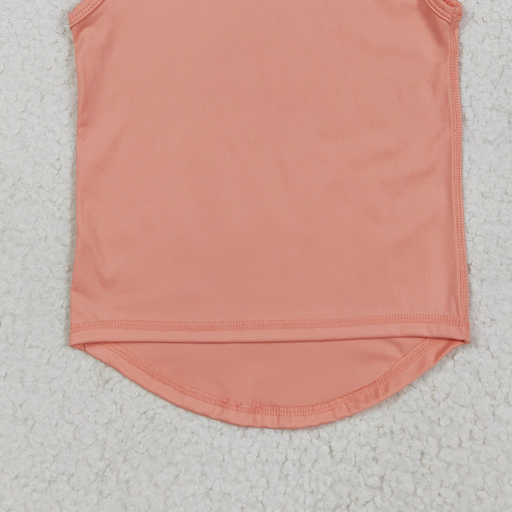 6.25 GT0984 RTS NO MOQ Baby Girls Summer Yoga Tops  Baby Girls Peach Sleeveless Vests Top