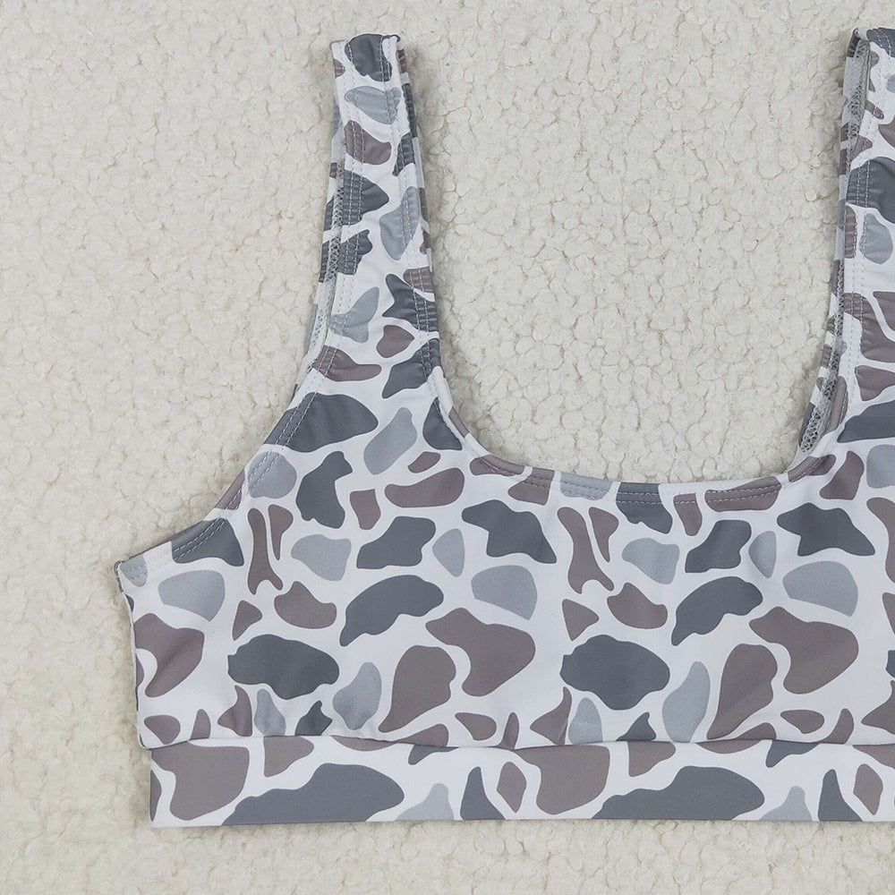 8.14 USA Shop (in stock)S0556RTS Adult Women's Swimsuit Adult Women Light Grey Camo Bra Swim Top