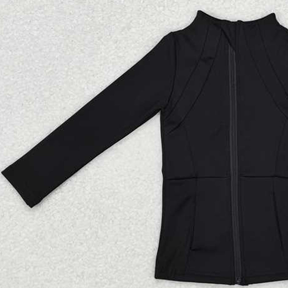 GT0685 New Rts No Moq 8-9 Days By Air Arrived it Back long sleeves zipper baby girls yoga shirt