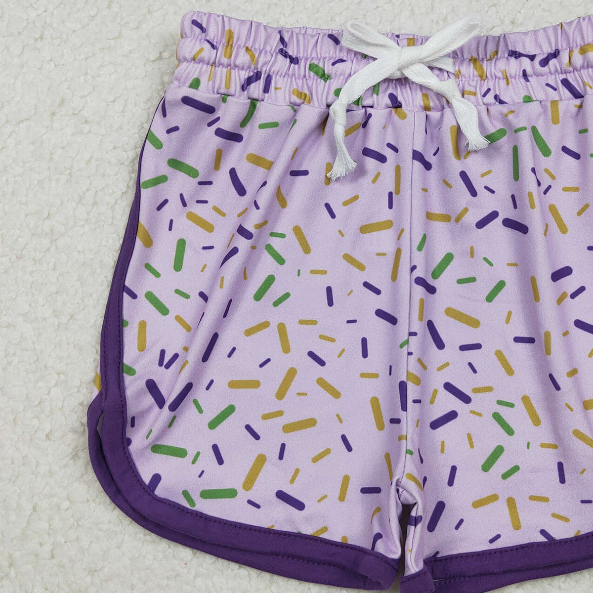 10.28 RTS NO MOQ （In stock）SS0656 Baby Girls Mardigras Sprinkles Team Shorts Bottom