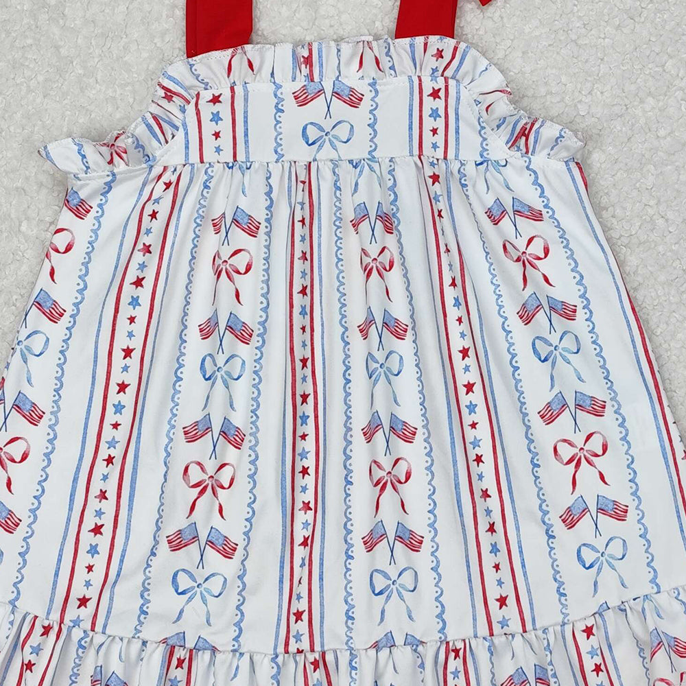 GSSO1786New Rts No Moq 8-9 Days By Air Arrived it Red straps flag bow tunic shorts girls 4th of july outfits