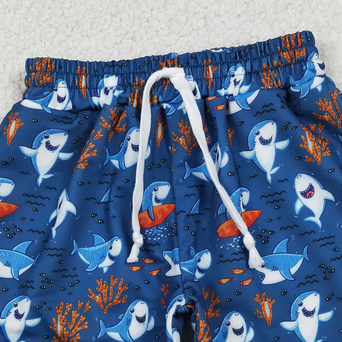 12.23 RTS NO MOQ （In stock）S0588 Baby Boys Summer Shorts Baby Boys Sea World Sharks Swimming Trunks Bottom