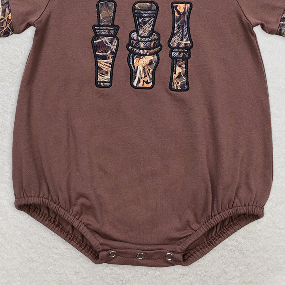 SR1402RTS NO MOQ Baby Boys Summer Rompers  Baby Boys Brown Camo Duck Call Rompers Sibling Brother Clothes Sets