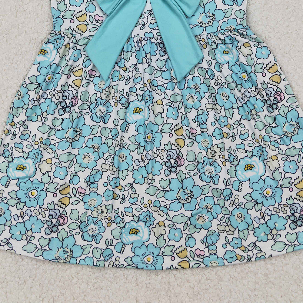 4.07 GSD2106 RTS NO MOQ Baby Girls Summer Dress Floral straps bow kids girls spring summer dresses