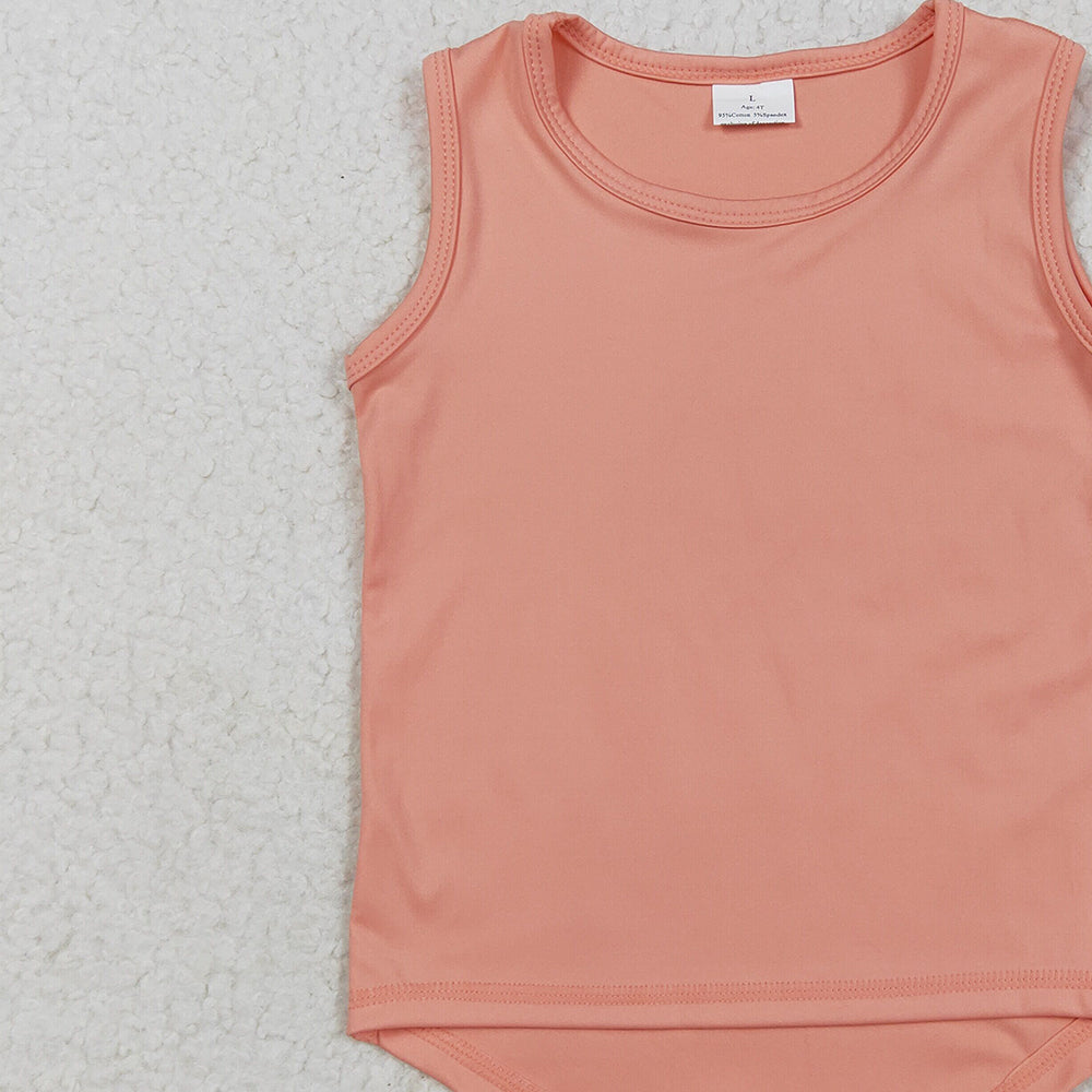 6.25 GT0984 RTS NO MOQ Baby Girls Summer Yoga Tops  Baby Girls Peach Sleeveless Vests Top