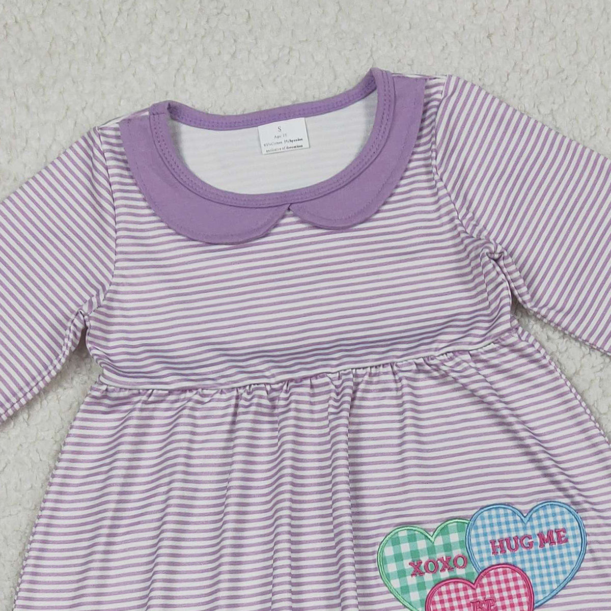 1.23 RTS NO MOQ （In stock）GLP3262 Embroidery XOXO Hearts Baby Girls Stripe Collar Tunic Leggings Valentines Clothes Set