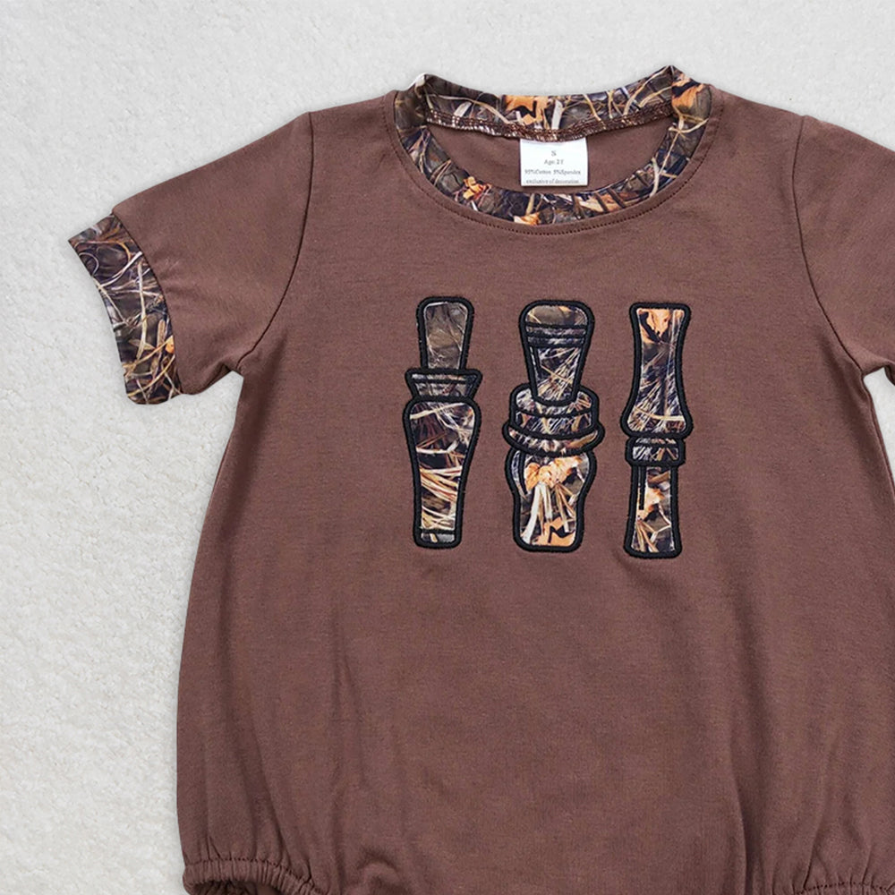 SR1402RTS NO MOQ Baby Boys Summer Rompers  Baby Boys Brown Camo Duck Call Rompers Sibling Brother Clothes Sets
