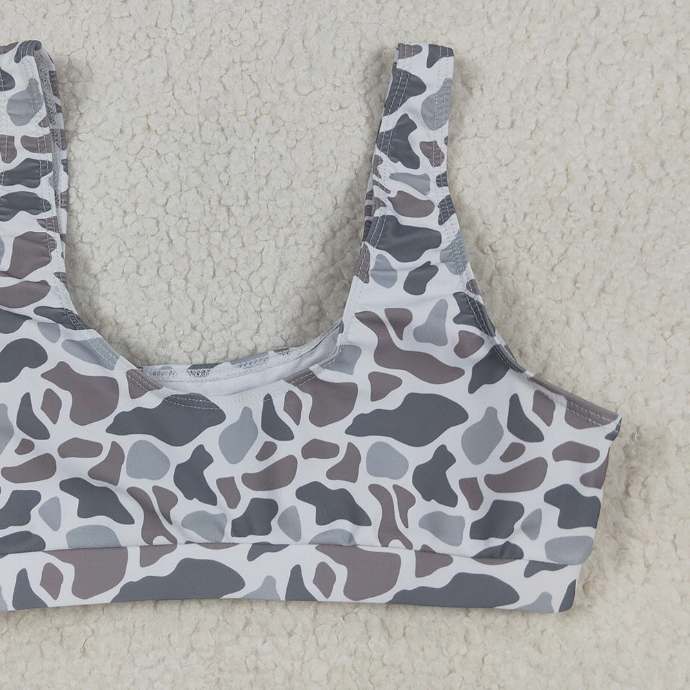 8.14 USA Shop (in stock)S0556RTS Adult Women's Swimsuit Adult Women Light Grey Camo Bra Swim Top