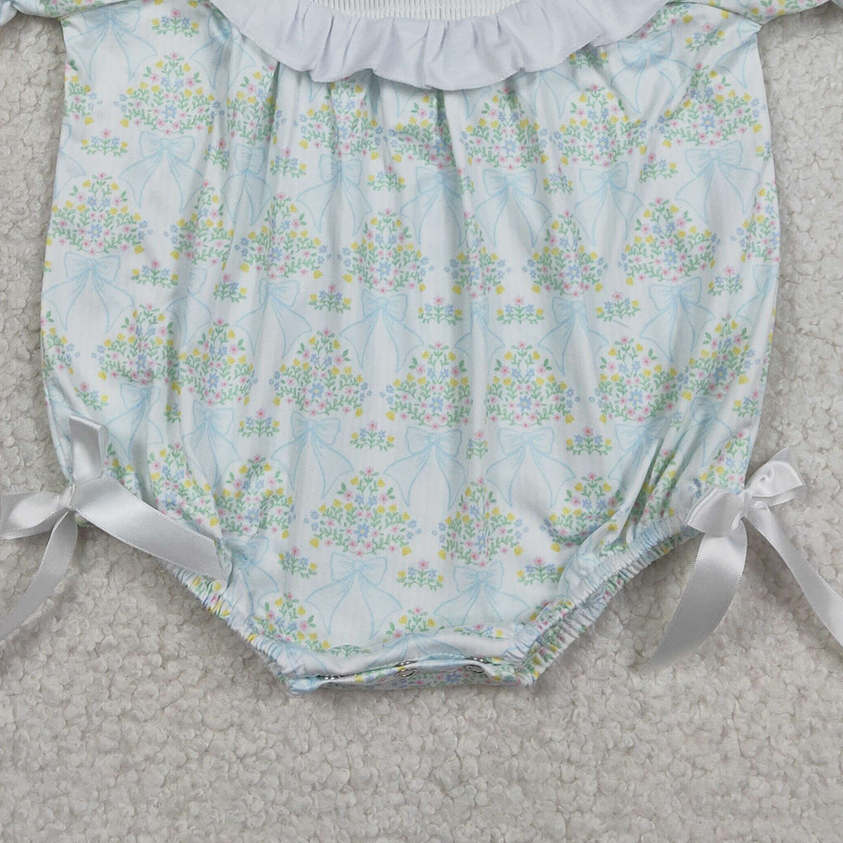 2.3 RTS NO MOQ （In stock）SR3487 Smocked Bows Baby Girls Flowers Checked Ruffle Rompers