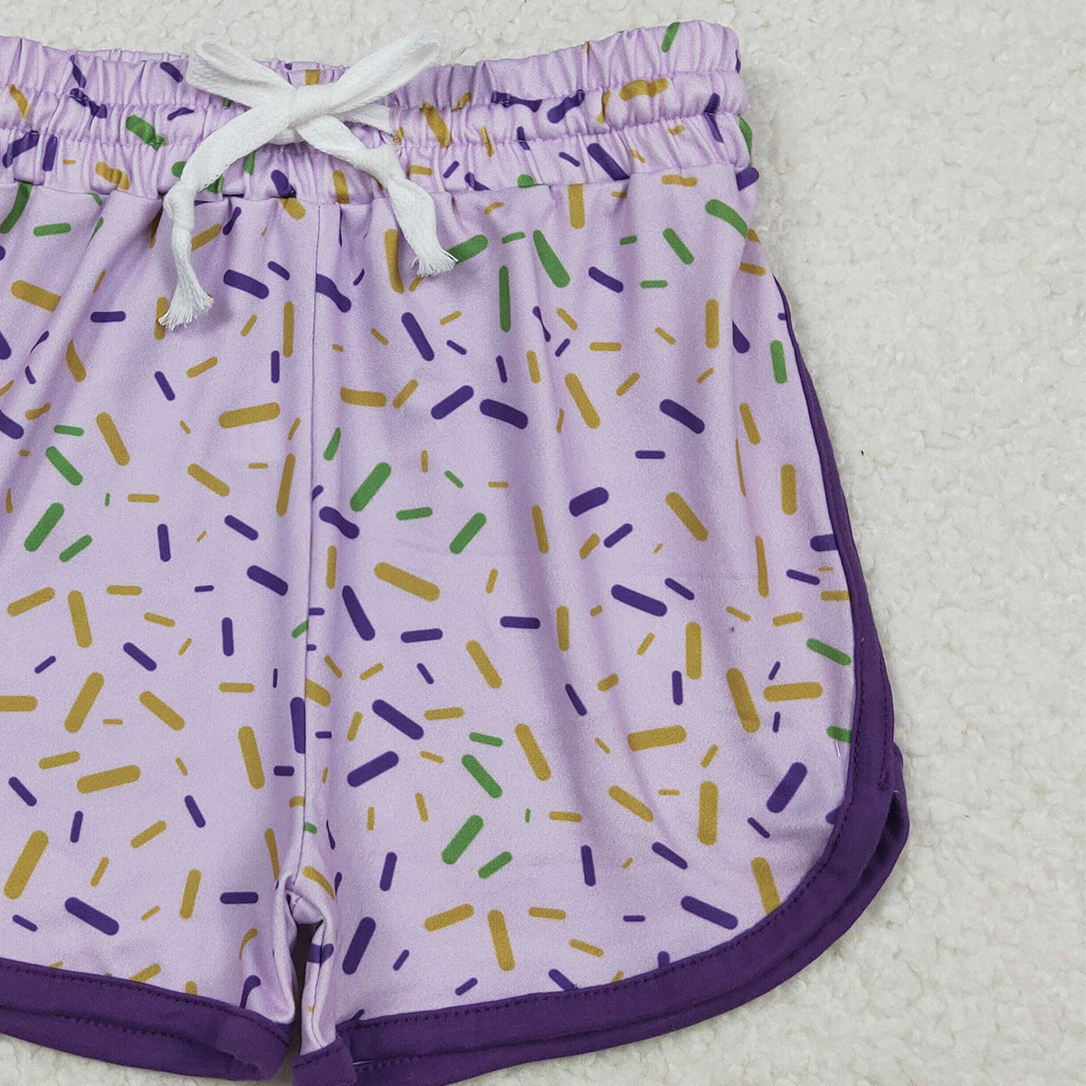 10.28 RTS NO MOQ （In stock）SS0656 Baby Girls Mardigras Sprinkles Team Shorts Bottom