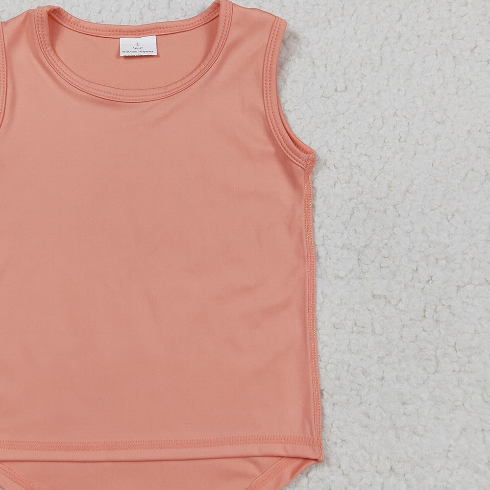 6.25 GT0984 RTS NO MOQ Baby Girls Summer Yoga Tops  Baby Girls Peach Sleeveless Vests Top