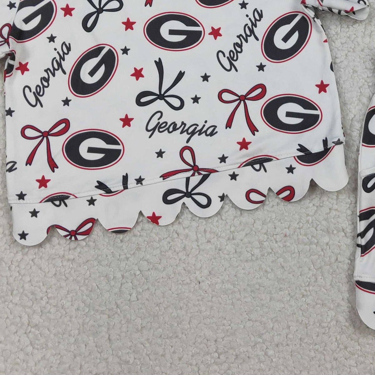 3.30 RTS NO MOQ （In stock）GSSO3250 Short sleeves G stars bow scallop girls team outfits