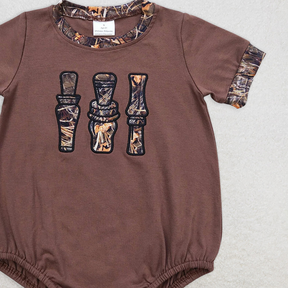 SR1402RTS NO MOQ Baby Boys Summer Rompers  Baby Boys Brown Camo Duck Call Rompers Sibling Brother Clothes Sets
