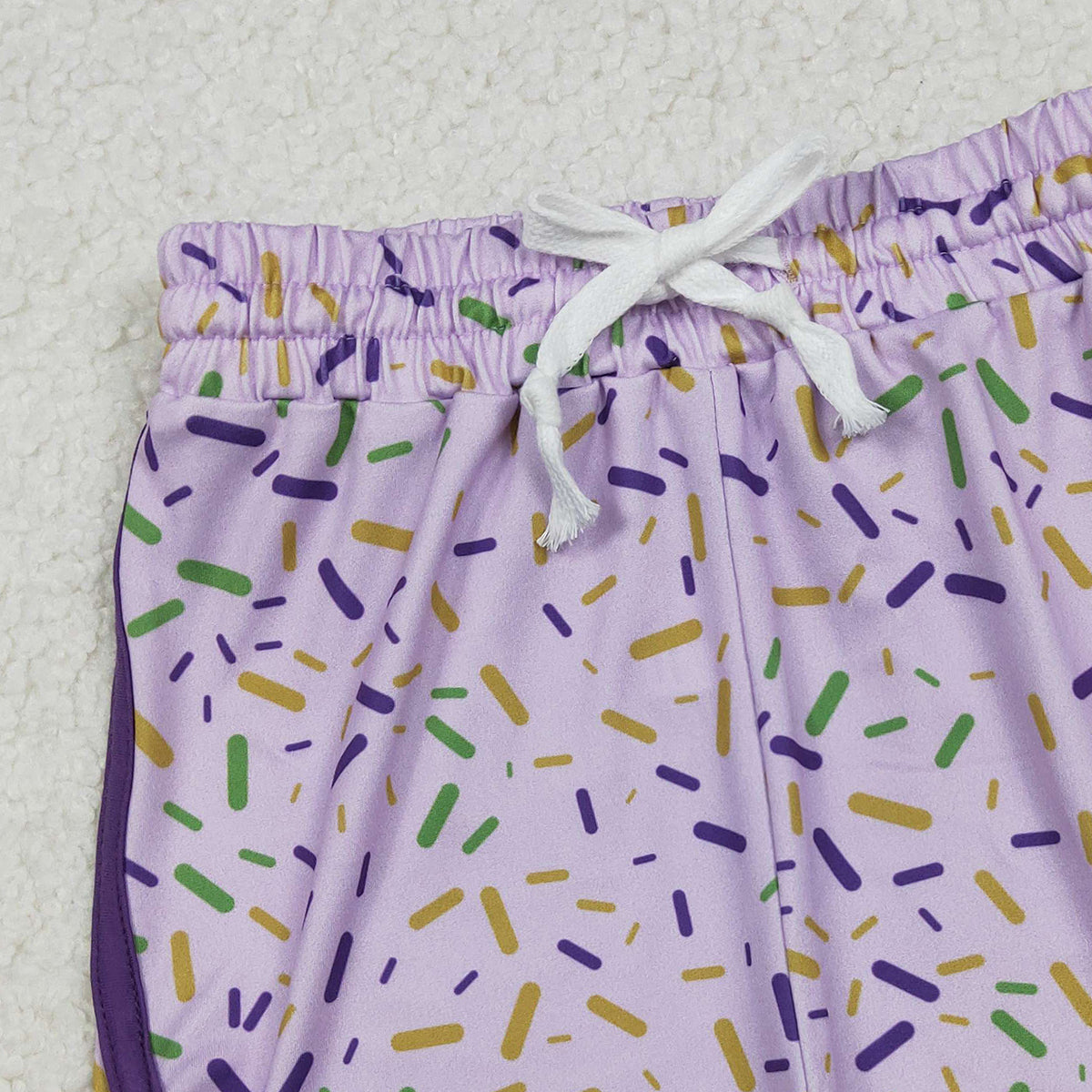 10.28 RTS NO MOQ （In stock）SS0656 Baby Girls Mardigras Sprinkles Team Shorts Bottom