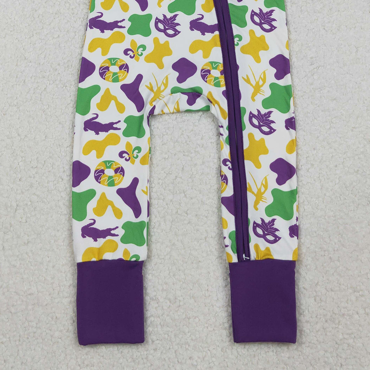 10.15 RTS NO MOQ （In stock）LR2637 Baby Boys Winter Rompers Baby Boys Camo Crayfishes Mardigras Zipper Footie Rompers