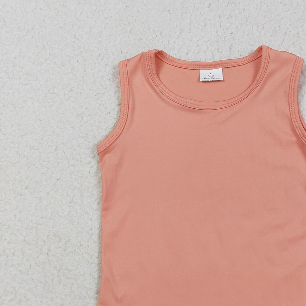 6.25 GT0984 RTS NO MOQ Baby Girls Summer Yoga Tops  Baby Girls Peach Sleeveless Vests Top