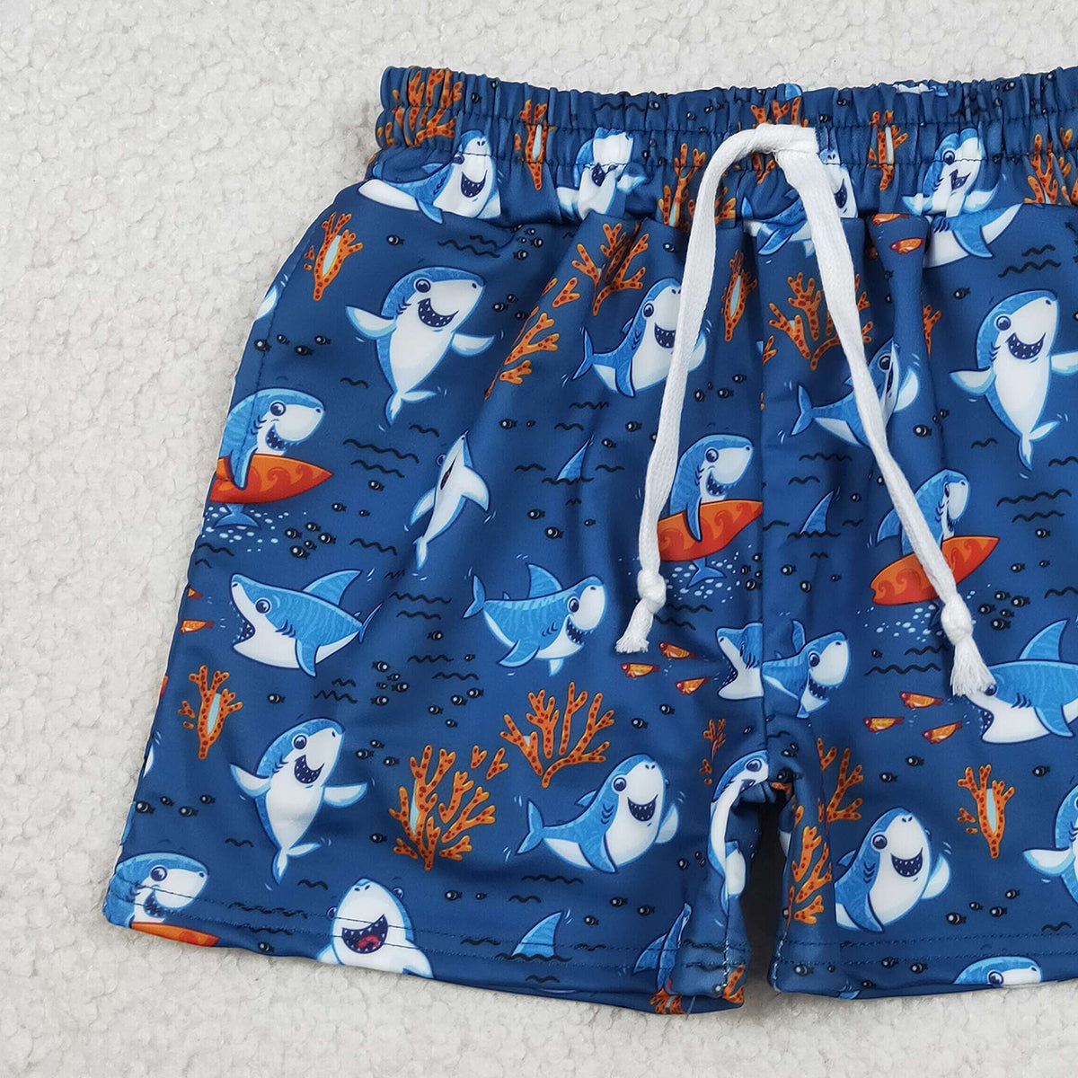 12.23 RTS NO MOQ （In stock）S0588 Baby Boys Summer Shorts Baby Boys Sea World Sharks Swimming Trunks Bottom