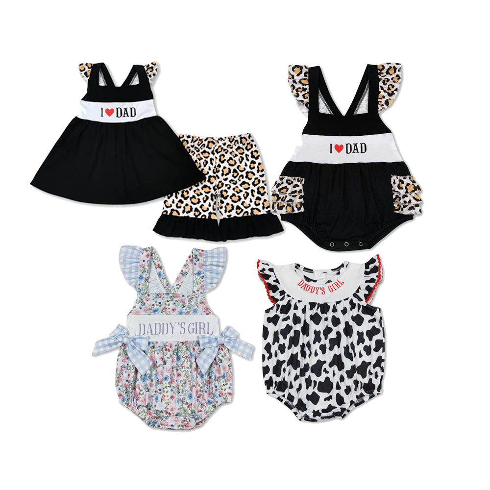 RTS Sibling Daddy's girl print baby girls father's day romper