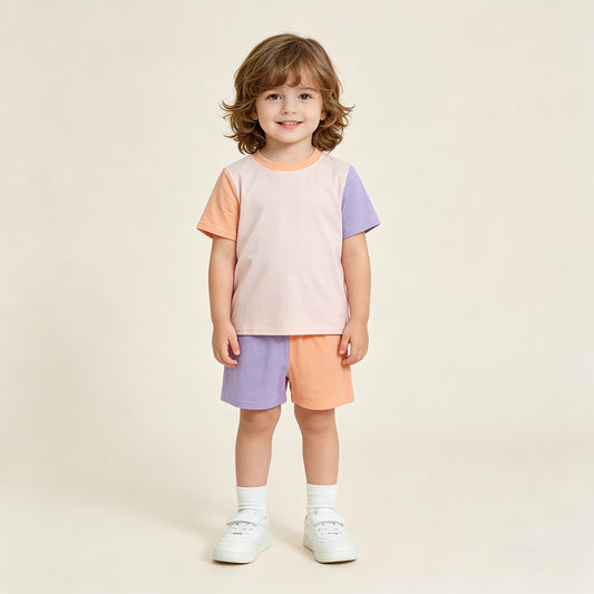 GSSO3504 RTS NO MOQ （In stock ）Solid short sleeves cotton kids girls summer outfits