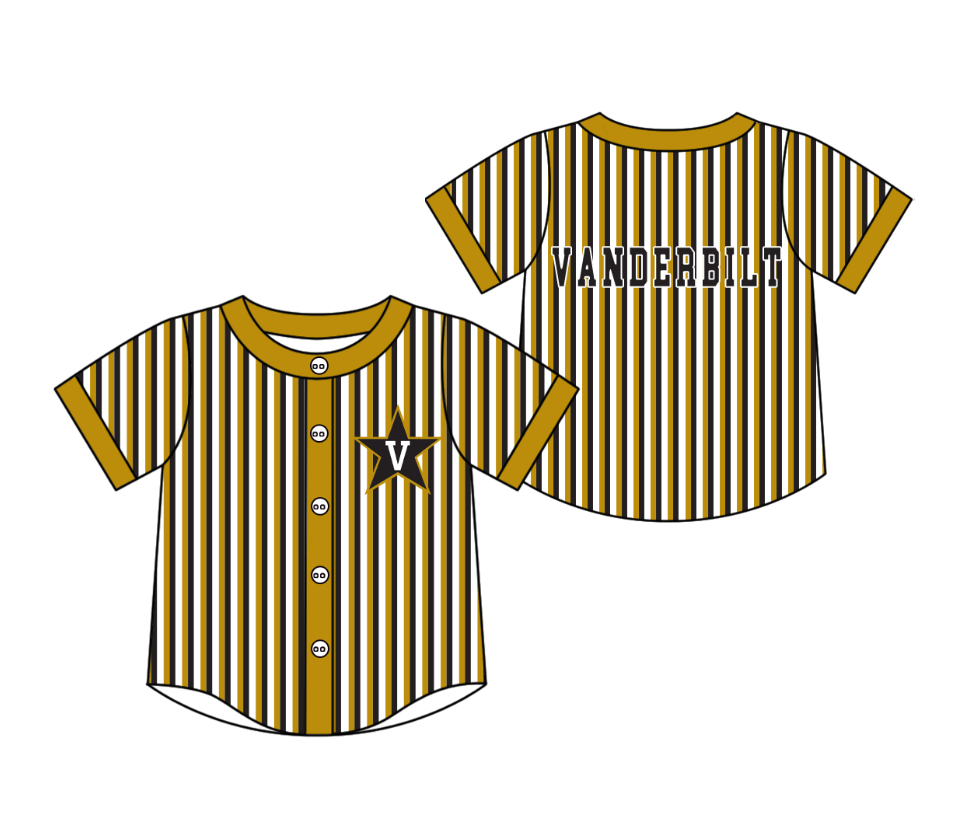 CUSTOM MOQ 5 Cute Kids Clothing Baby Kids Khaki Blue Stripe Short Sleeve Team T-shirts Top