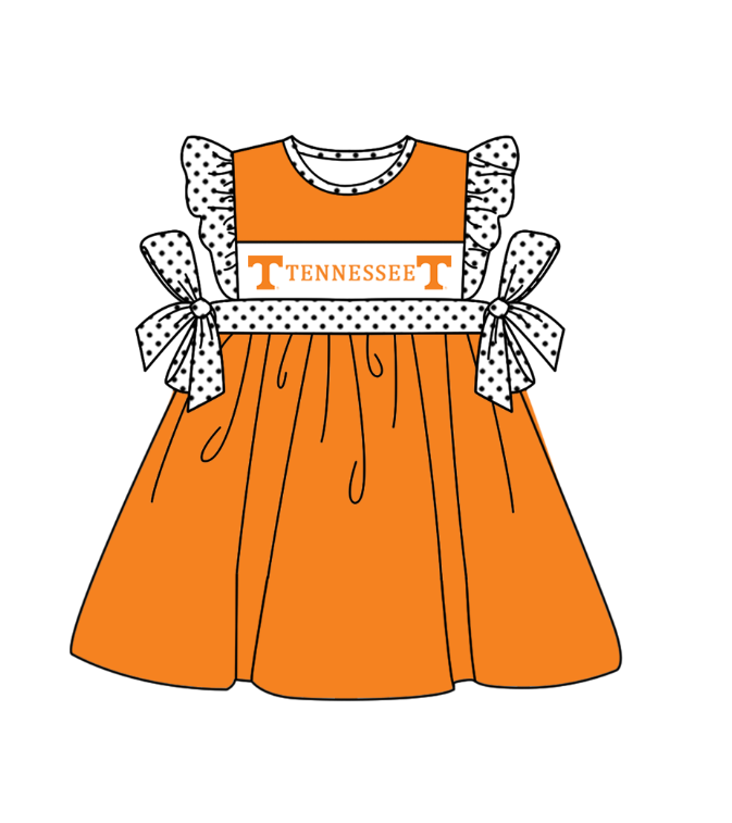 CUSTOM MOQ 5 Sibling Boys Baby Girls Orange Polka Dots Top Shorts Clothes Set Knee Length Dress Rompers