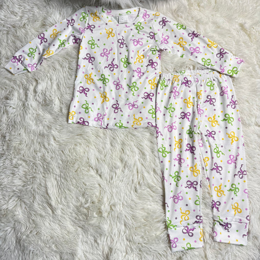 12.12 RST GLP2920 Baby Girls Mardigras Bows Polka Dots Top Pants Pajamas Sets