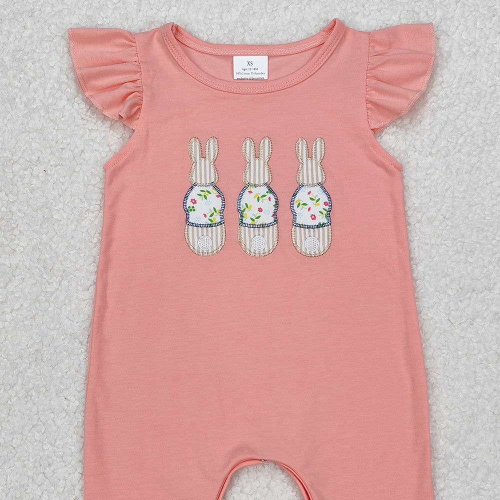 SR2434 New Rts No Moq 8-9 Days By Air Arrived it Flutter sleeves bunny baby girl Easter romper